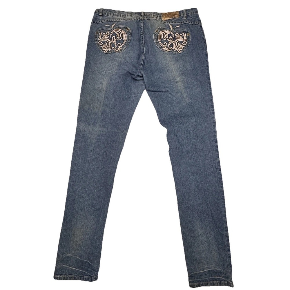 Vintage Apple Bottom Jeans Womens Sz 13 /14 Logo Dark Wash Full Length Y2K Rare!